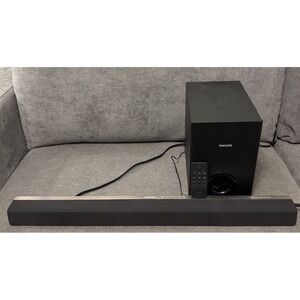 Works! Philips Soundbar, Subwoofer, & Remote CSS2123B/F7 Video In Photos AUX DES